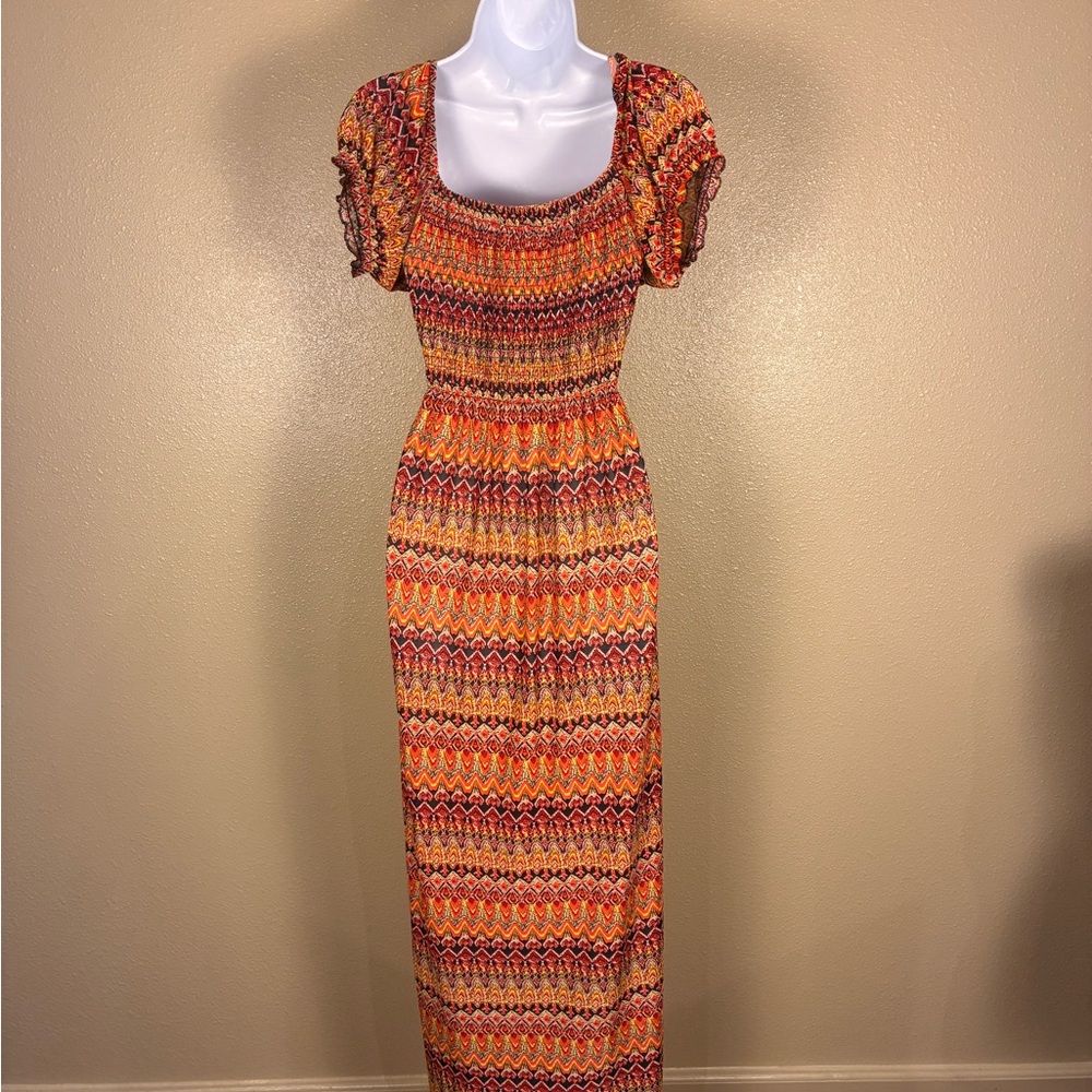 Multicolor Patterned Maxi Dress